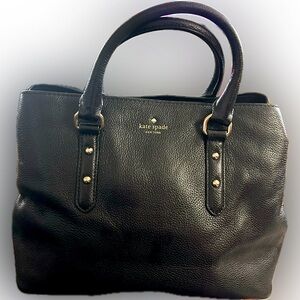 KATE SPADE Larchmont Ave,Evangelie SATCHEL BLACK PEBBLE LEATHER,gold hardware